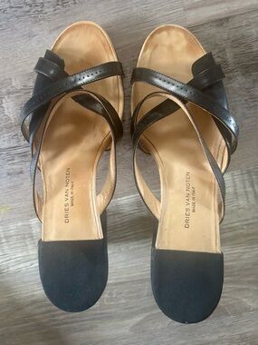 Dries Van Noten Black Leather Strappy Sandals, VERY comfortable! Easy walking!